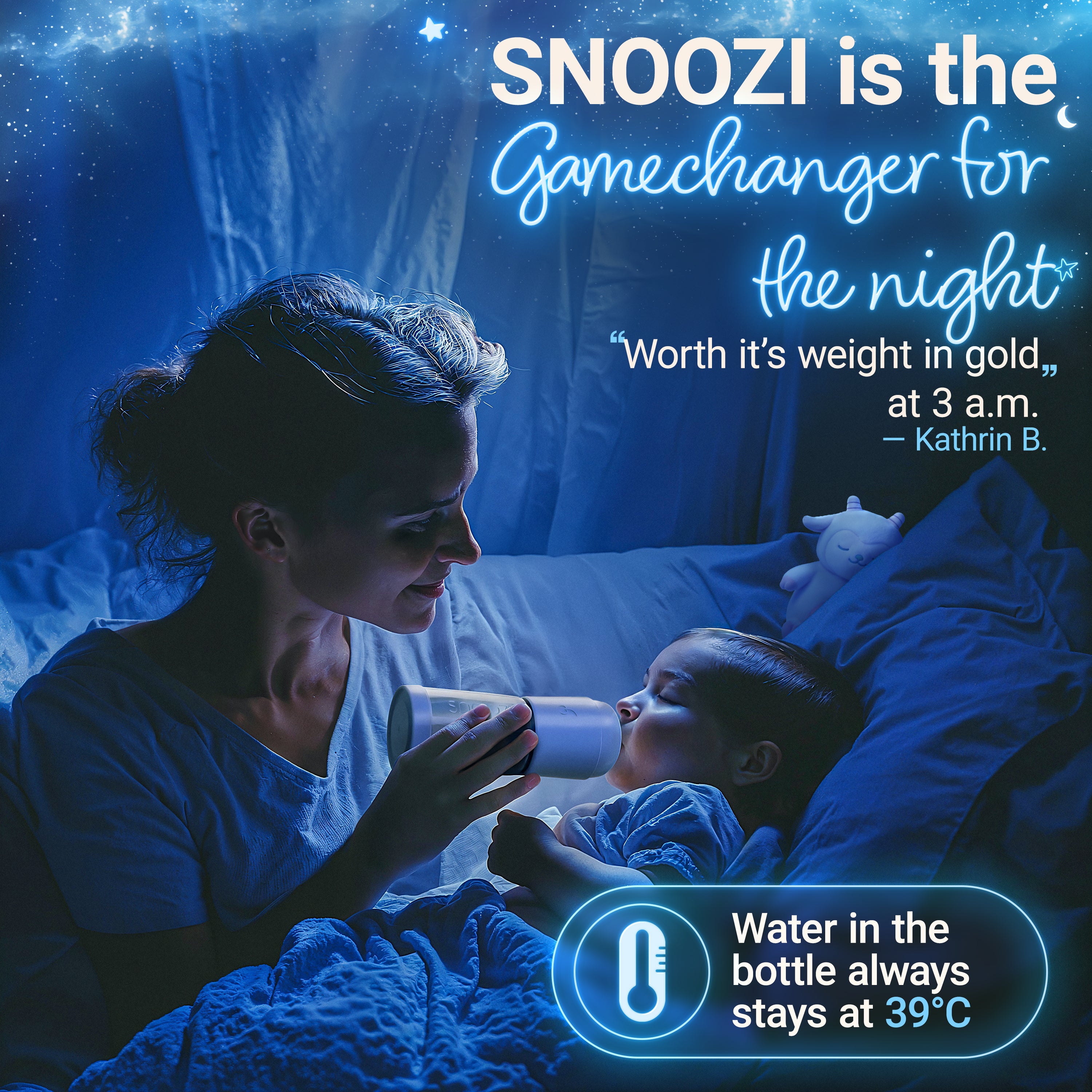 snoozi set: night bottle with bottle warmer