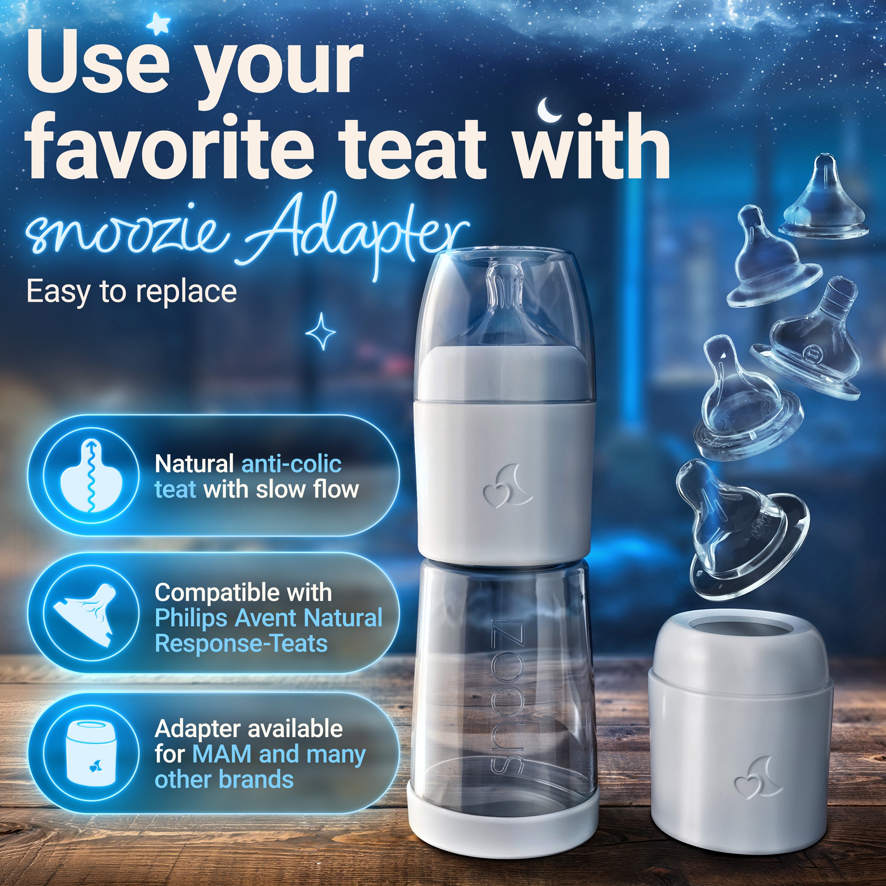 snoozi set: night bottle with bottle warmer